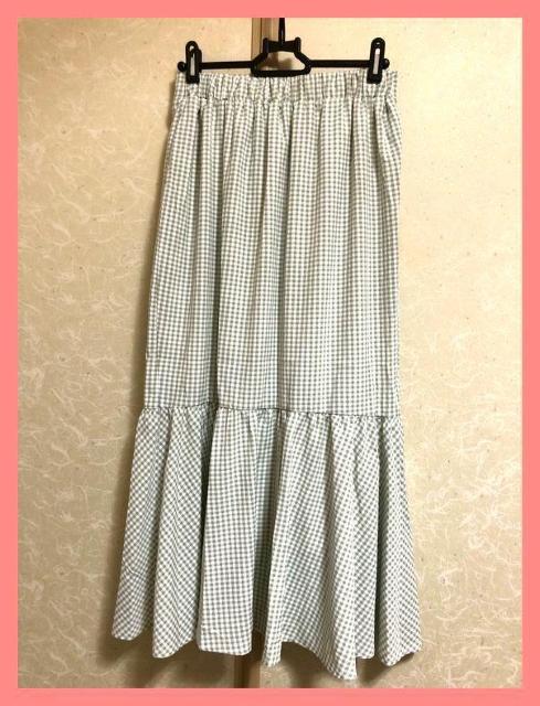 ☆新品☆大人カジュアル♪ギンガムチェック裾フリルフレアロングスカートL☆ < 女性ファッション ☆新品☆大人カジュアル♪ギンガムチェック裾フリルフレアロングスカートL☆ < 女性ファッションの