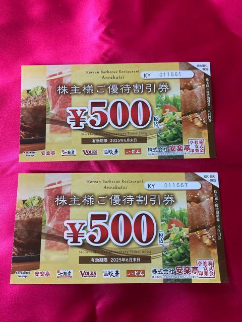 安楽亭グループ ステーキどんやしゃぶしゃぶどん亭など 500円券 2枚 普通郵便送料無料 ゆうパケット選択時は別途送料180円 < チケット/金券  安楽亭グループ ステーキどんやしゃぶしゃぶどん亭など 500円券 2枚 普通郵便送料無料 ゆうパケット選択時は別途送料180円  < チケット/金券の