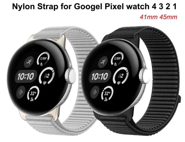 Google Pixel Watch 4 3 45mm �u���b�N �o���h �i�C���� ���[�v �x���g �s�N�Z�� �E�H�b�` �� �Ɠd/AV�� 