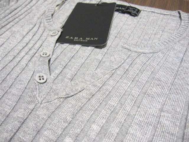 □ZARA/ザラ 細身3B長袖ストライプ ニット/メンズM/グレー☆新品 < ブランド  □ZARA/ザラ 細身3B長袖ストライプ ニット/メンズM/グレー☆新品 < ブランドの