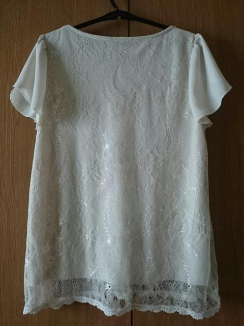 anySiS☆重ねレースデザインカットソー★パール☆シフォンフリル袖☆ < ブランド anySiS☆重ねレースデザインカットソー★パール☆シフォンフリル袖☆ < ブランドの