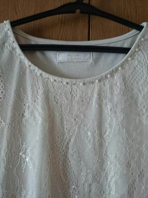 anySiS☆重ねレースデザインカットソー★パール☆シフォンフリル袖☆ < ブランド anySiS☆重ねレースデザインカットソー★パール☆シフォンフリル袖☆ < ブランドの