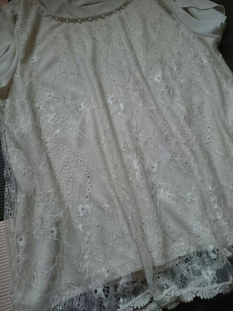 anySiS☆重ねレースデザインカットソー★パール☆シフォンフリル袖☆ < ブランド anySiS☆重ねレースデザインカットソー★パール☆シフォンフリル袖☆ < ブランドの