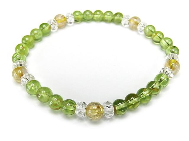 純粋天然ペリドットタイチン入りゴールドルチルクオーツ天然石ブレスレット < 女性アクセサリー/時計  純粋天然ペリドットタイチン入りゴールドルチルクオーツ天然石ブレスレット  < 女性アクセサリー/時計の