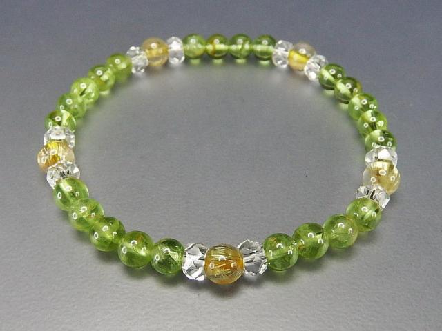 純粋天然ペリドットタイチン入りゴールドルチルクオーツ天然石ブレスレット < 女性アクセサリー/時計  純粋天然ペリドットタイチン入りゴールドルチルクオーツ天然石ブレスレット < 女性アクセサリー/時計の