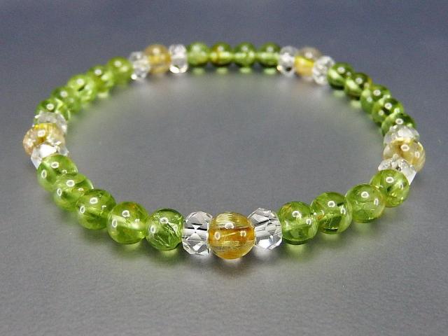 純粋天然ペリドットタイチン入りゴールドルチルクオーツ天然石ブレスレット < 女性アクセサリー/時計  純粋天然ペリドットタイチン入りゴールドルチルクオーツ天然石ブレスレット < 女性アクセサリー/時計の