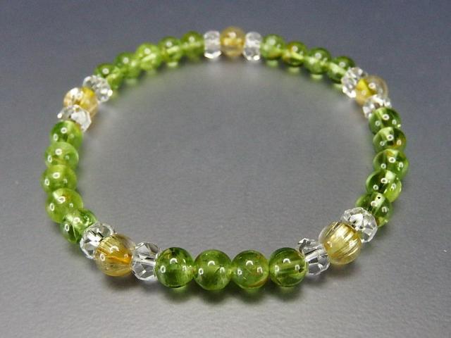 純粋天然ペリドットタイチン入りゴールドルチルクオーツ天然石ブレスレット < 女性アクセサリー/時計  純粋天然ペリドットタイチン入りゴールドルチルクオーツ天然石ブレスレット < 女性アクセサリー/時計の