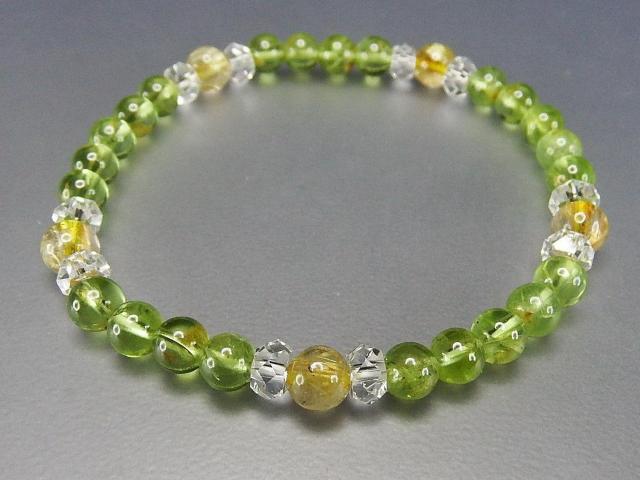 純粋天然ペリドットタイチン入りゴールドルチルクオーツ天然石ブレスレット < 女性アクセサリー/時計  純粋天然ペリドットタイチン入りゴールドルチルクオーツ天然石ブレスレット < 女性アクセサリー/時計の