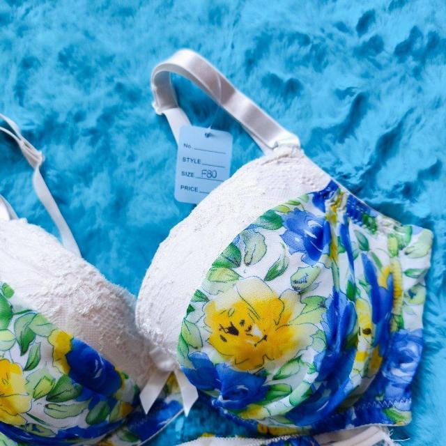 エロカワッ.。。F80×L。。。水彩画フラワー柄シフォンブラジャー&ショーツセット。。グラマー大きいサイズ花柄レース < 女性ファッション  エロカワッ.。。F80×L。。。水彩画フラワー柄シフォンブラジャー&ショーツセット。。グラマー大きいサイズ花柄レース < 女性ファッションの