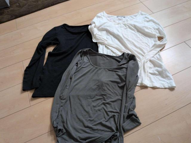 レディース長袖Tシャツ3枚セット (黒、グレー、白) < 女性ファッション レディース長袖Tシャツ3枚セット (黒、グレー、白) < 女性ファッションの