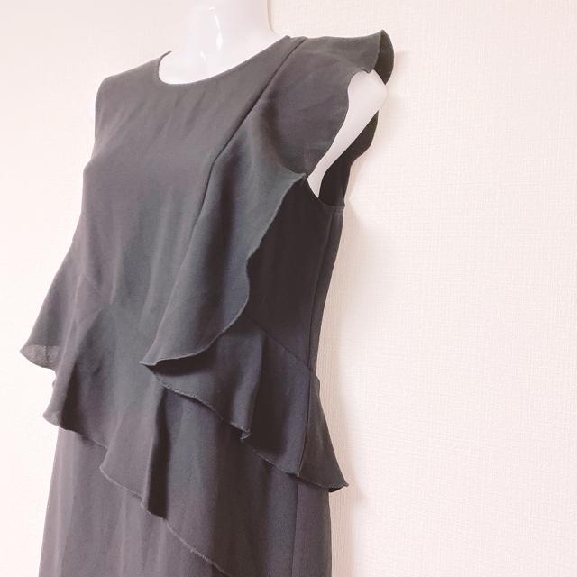 Zarablackフリルミディアムワンピースドレスブラック黒ザラ < ブランド Zarablackフリルミディアムワンピースドレスブラック黒ザラ < ブランドの