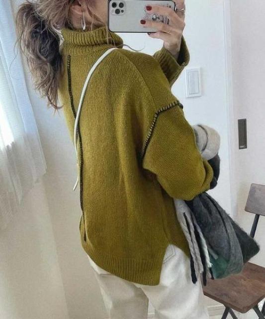 feepur《ウォッシャブル》ハンドステッチハイネックニット < 女性ファッション  feepur《ウォッシャブル》ハンドステッチハイネックニット  < 女性ファッションの