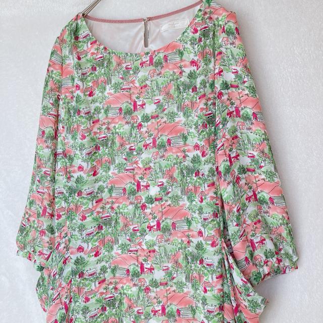 anysis 総柄 プリント 七分袖 ひざ丈 チュニック ワンピース ドレープポケット M N2m < ブランド anysis 総柄 プリント 七分袖 ひざ丈 チュニック ワンピース ドレープポケット M N2m < ブランドの