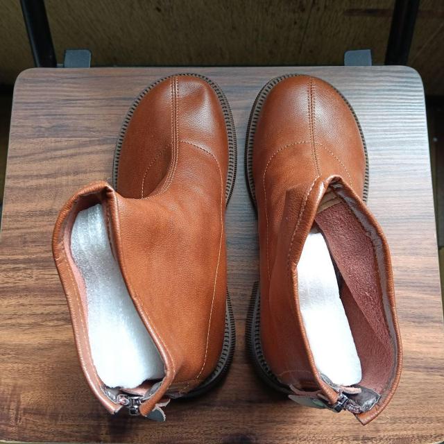 新品 22.5cm レディース ブーツ ブラウン 厚底 シューズ ショートブーツ < 女性ファッション  新品 22.5cm レディース ブーツ ブラウン 厚底 シューズ ショートブーツ < 女性ファッションの