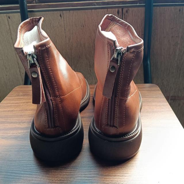 新品 22.5cm レディース ブーツ ブラウン 厚底 シューズ ショートブーツ < 女性ファッション  新品 22.5cm レディース ブーツ ブラウン 厚底 シューズ ショートブーツ < 女性ファッションの