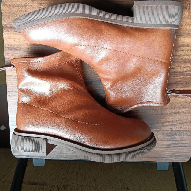 新品 22.5cm レディース ブーツ ブラウン 厚底 シューズ ショートブーツ < 女性ファッション  新品 22.5cm レディース ブーツ ブラウン 厚底 シューズ ショートブーツ < 女性ファッションの