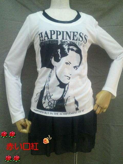 Mサイズ〜*ロンT&フリル切替キャミ2点セットホワイト&ブラック < 女性ファッション  Mサイズ〜*ロンT&フリル切替キャミ2点セットホワイト&ブラック  < 女性ファッションの