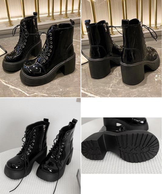 送料無料 新品 ショートブーツ 厚底ブーツ レースアップ < 女性ファッション  送料無料 新品 ショートブーツ 厚底ブーツ レースアップ < 女性ファッションの