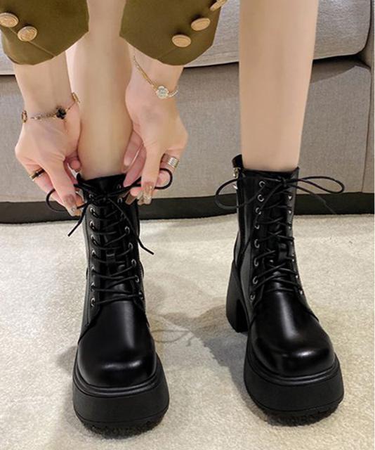 送料無料 新品 ショートブーツ 厚底ブーツ レースアップ < 女性ファッション  送料無料 新品 ショートブーツ 厚底ブーツ レースアップ < 女性ファッションの