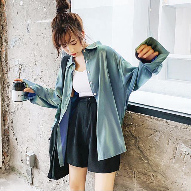 送料無料 新品 サテンブラウス レディース カーディガン < 女性ファッション  送料無料 新品 サテンブラウス レディース カーディガン < 女性ファッションの