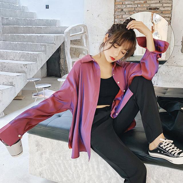 送料無料 新品 サテンブラウス レディース カーディガン < 女性ファッション  送料無料 新品 サテンブラウス レディース カーディガン < 女性ファッションの