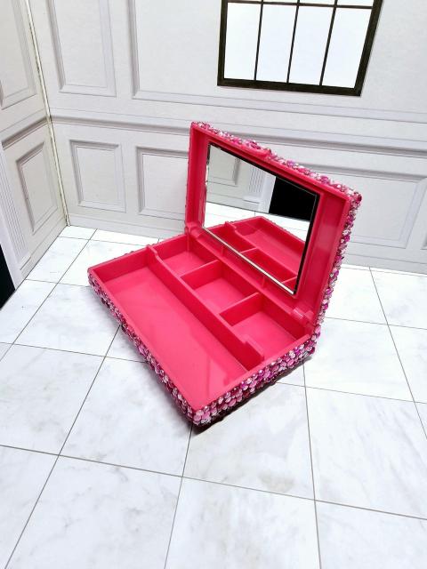 (27) ピンクMIXラインストーン 鏡付き アクセサリーケース ピルケース 薬入れ 絆創膏ケース < 女性ファッション (27) ピンクMIXラインストーン 鏡付き アクセサリーケース ピルケース 薬入れ 絆創膏ケース < 女性ファッションの