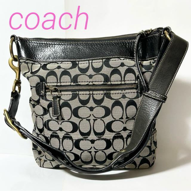 COACH �R�[�` �V�O�l�`���[ �V�����_�[�o�b�O ���|�� �΂߂��� �o�b�O 10403 �L�����o�X ���U�[ �O���[ �u���b�N  �� �u�����h�� 