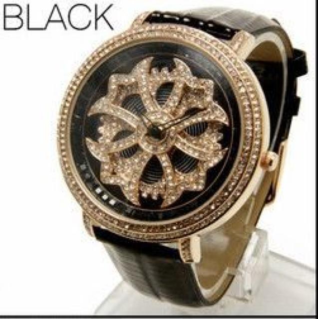 CITIZEN MIYOTAムーブメント★スワロフスキー・スピナー腕時計BK < 男性アクセサリー/時計  CITIZEN MIYOTAムーブメント★スワロフスキー・スピナー腕時計BK  < 男性アクセサリー/時計の