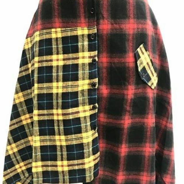 Drughoney★新品★チェック切替ヘムカットスカート/赤 < 女性ファッション  Drughoney★新品★チェック切替ヘムカットスカート/赤 < 女性ファッションの