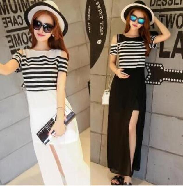 残1点990円★新作 オフショルボーダーマキシ丈ワンピ白M < 女性ファッション 残1点990円★新作 オフショルボーダーマキシ丈ワンピ白M < 女性ファッションの