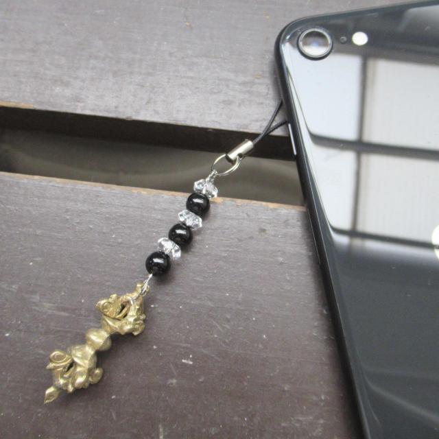 *五鈷杵*オニキスストラップ 天然石 お守り < 家電/AV *五鈷杵*オニキスストラップ 天然石 お守り < 家電/AVの