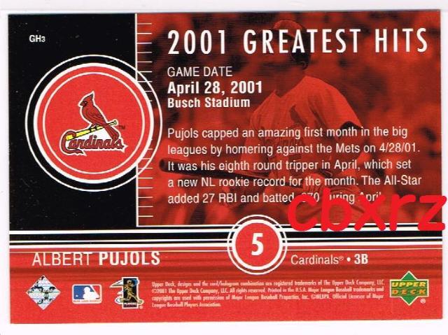 �A���o�[�g�v�z���X�J�[�h2001 UPPERDECK  GREATESTHITS�@MLB �� �g���[�f�B���O�J�[�h�� 