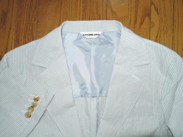 A BATHING APE Classics 薄手 テーラード ジャケット M 麻混 リネン ストライプ アベイシングエイプ < ブランド A BATHING APE Classics 薄手 テーラード ジャケット M 麻混 リネン ストライプ アベイシングエイプ < ブランドの