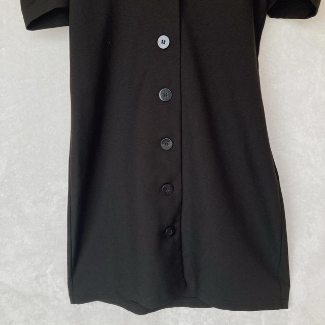 EMODA 半袖 ラグラン ボタンアップ シャツワンピース F 袖タック 黒 N2m < ブランド EMODA 半袖 ラグラン ボタンアップ シャツワンピース F 袖タック 黒 N2m < ブランドの