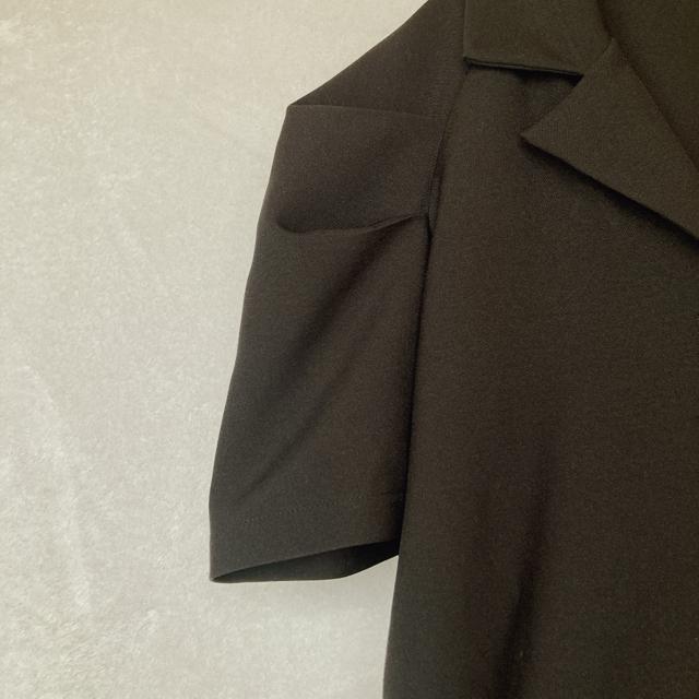 EMODA 半袖 ラグラン ボタンアップ シャツワンピース F 袖タック 黒 N2m < ブランド EMODA 半袖 ラグラン ボタンアップ シャツワンピース F 袖タック 黒 N2m < ブランドの