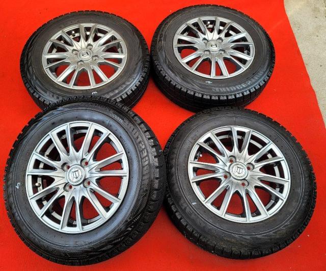 Aphrodite ホイール14インチ5.5j 4穴/100 +50 スタッドタイヤ付き4本セット BLIZZAK REVO G < 自動車/バイク Aphrodite ホイール14インチ5.5j 4穴/100 +50 スタッドタイヤ付き4本セット BLIZZAK REVO G < 自動車/バイク