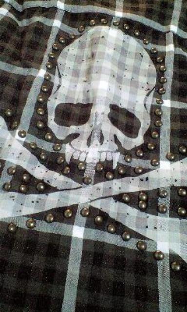 ROENロエン スタッズ装飾ブリーチスカルチェックシャツ 44 < ブランド  ROENロエン スタッズ装飾ブリーチスカルチェックシャツ 44 < ブランドの