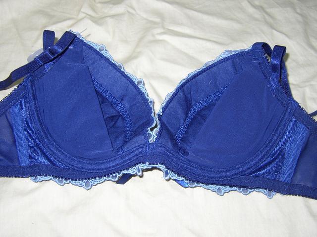 ブルーに刺繍使いのデザインD70Mワイヤー入り < 女性ファッション  ブルーに刺繍使いのデザインD70Mワイヤー入り < 女性ファッションの