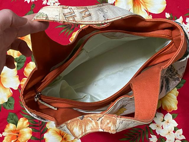デザイン可愛い☆ハイビスカス柄オレンジbag☆ < 女性ファッション  デザイン可愛い☆ハイビスカス柄オレンジbag☆ < 女性ファッションの