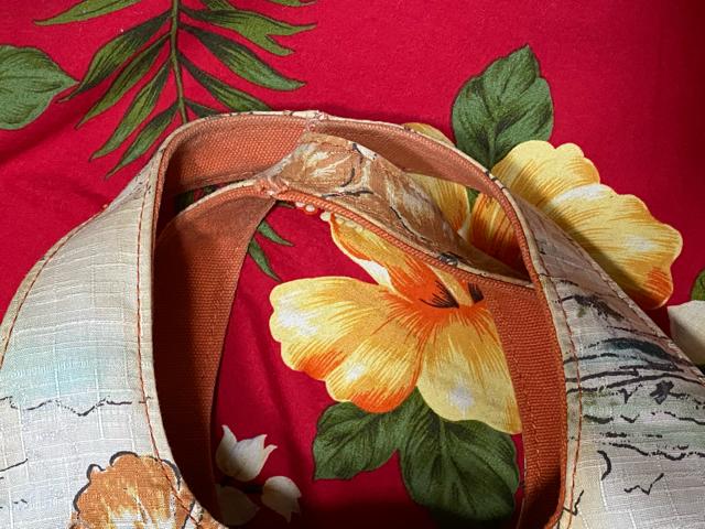 デザイン可愛い☆ハイビスカス柄オレンジbag☆ < 女性ファッション  デザイン可愛い☆ハイビスカス柄オレンジbag☆ < 女性ファッションの