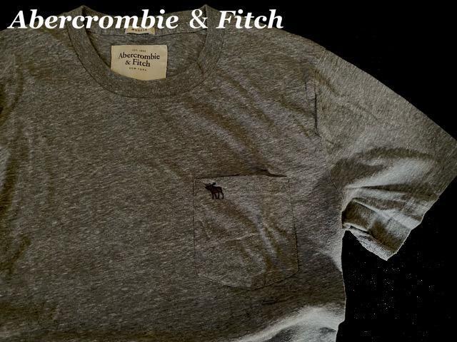 【Abercrombie & Fitch】アバクロ Vintage Washed ポケット付きTシャツ XL/Gray ムースロゴ < ブランド  【Abercrombie & Fitch】アバクロ Vintage Washed ポケット付きTシャツ XL/Gray ムースロゴ < ブランドの