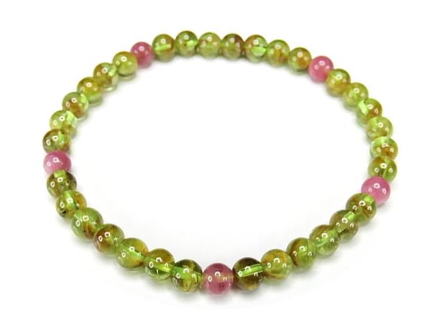 ピンクトルマリン約5mm弱ペリドット約5mm女性人気天然石ブレスレット < 女性アクセサリー/時計  ピンクトルマリン約5mm弱ペリドット約5mm女性人気天然石ブレスレット  < 女性アクセサリー/時計の