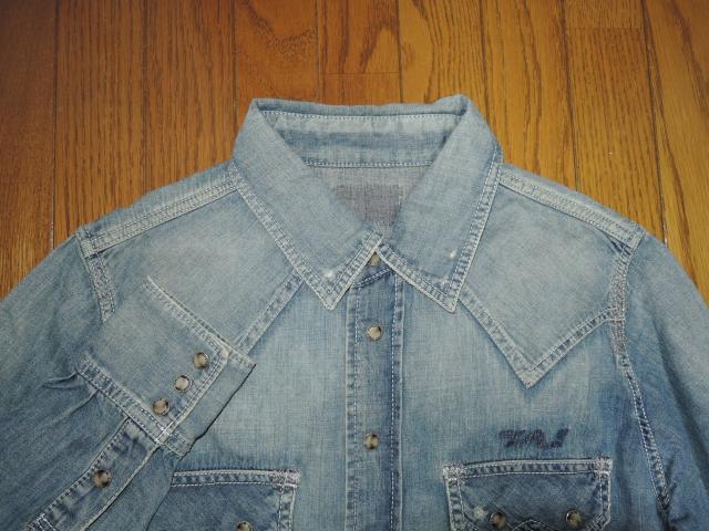 TMT ダメージ加工 デニムシャツ S インディゴ ウエスタン 長袖 ティーエムティー < ブランド  TMT ダメージ加工 デニムシャツ S インディゴ ウエスタン 長袖 ティーエムティー < ブランドの