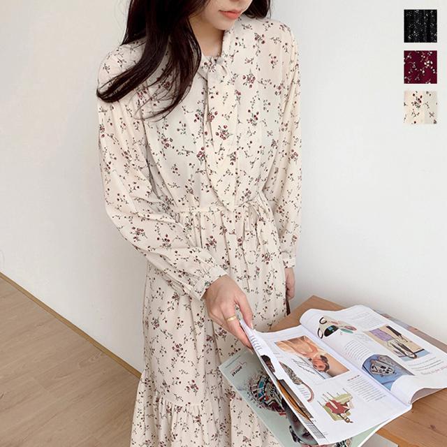 送料無料 新品 小花柄 ボウタイワンピース レディース春 < 女性ファッション  送料無料 新品 小花柄 ボウタイワンピース レディース春  < 女性ファッションの