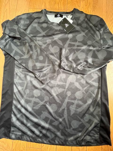 LLサイズ!高貴紳士的!ツルサラッとメッシュ素材!長袖!Tシャツ!ブラック系色合い! < 男性ファッション  LLサイズ!高貴紳士的!ツルサラッとメッシュ素材!長袖!Tシャツ!ブラック系色合い! < 男性ファッションの