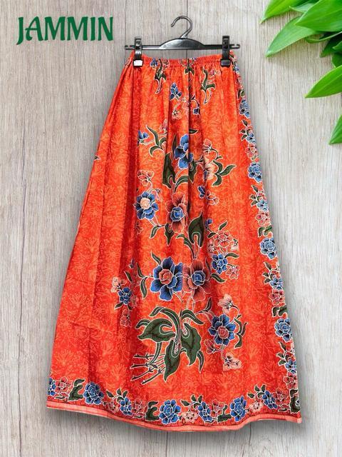 バティック花柄ロングスカート ロングスカート アジアン アジアン ヒッピー < 女性ファッション  バティック花柄ロングスカート ロングスカート アジアン アジアン ヒッピー < 女性ファッションの