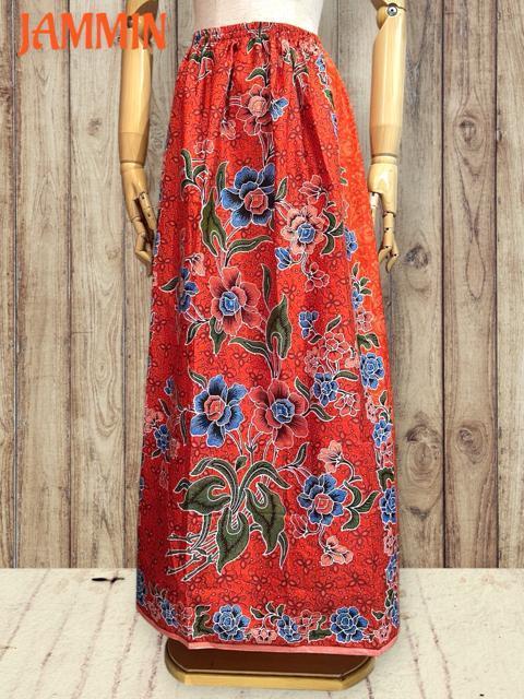 バティック花柄ロングスカート ロングスカート アジアン アジアン ヒッピー < 女性ファッション  バティック花柄ロングスカート ロングスカート アジアン アジアン ヒッピー < 女性ファッションの