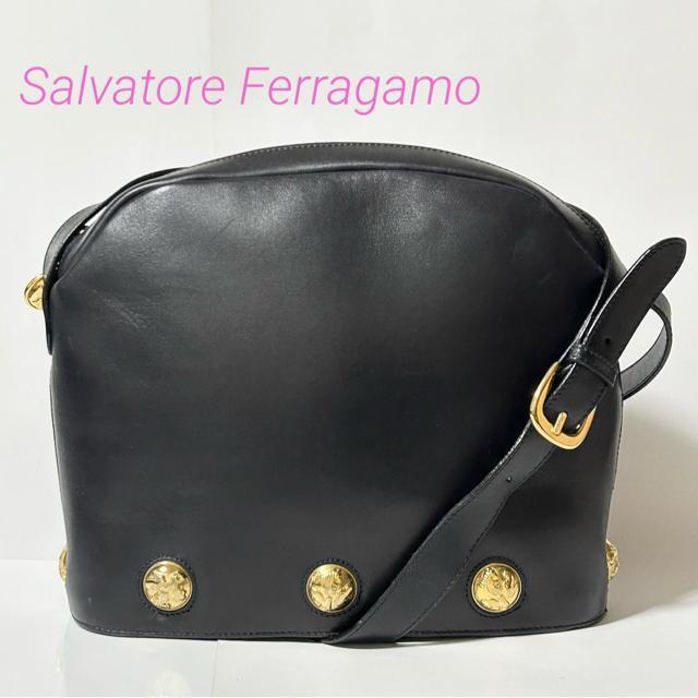 Salvatore Ferragamo �t�F���K�� AN21-4223 �q�[�����`�[�t ���U�[ �V�����_�[ �o�b�O �u���b�N  �� �u�����h�� 