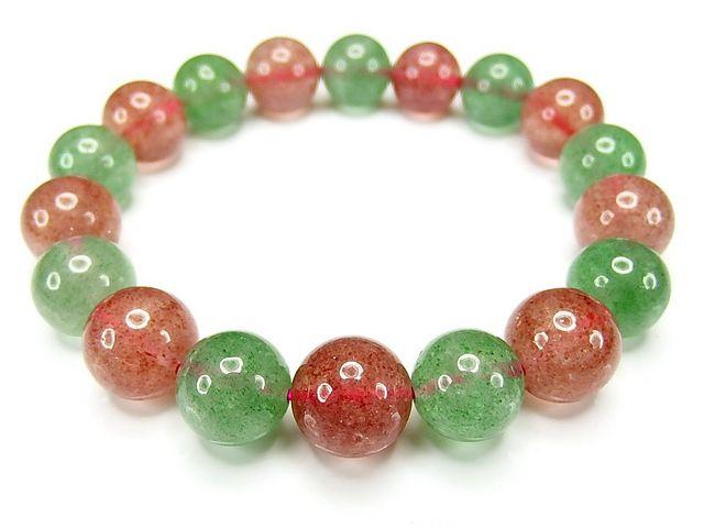 レア赤緑ストロベリークォーツブレスレット10mm強半透明天然石 < 女性アクセサリー/時計  レア赤緑ストロベリークォーツブレスレット10mm強半透明天然石  < 女性アクセサリー/時計の