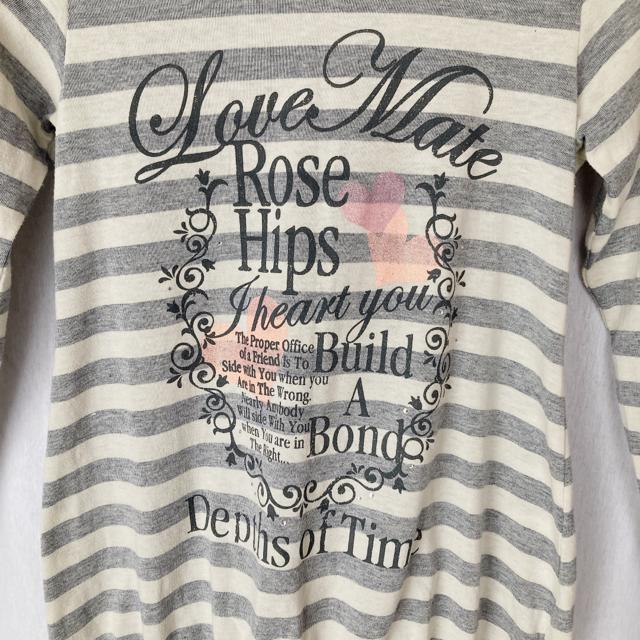 φZD Rose Hips 長袖 グレー白 ボーダー ロング Tシャツ 160 N2m < 女性ファッション φZD Rose Hips 長袖 グレー白 ボーダー ロング Tシャツ 160 N2m < 女性ファッションの